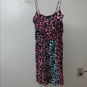 Leopard Print Pink and Blue Dress